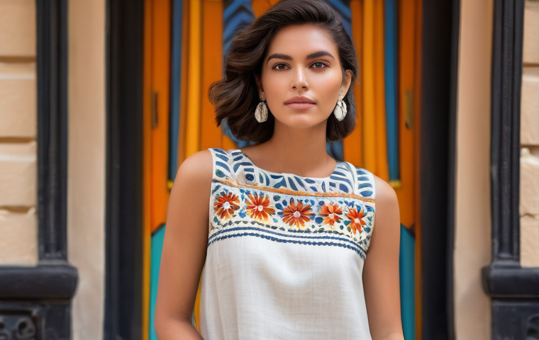 온두라스 전통 의상 - **Garifuna Celebration Dance:** An energetic and joyful Garifuna woman, in her late 20s, is captured...