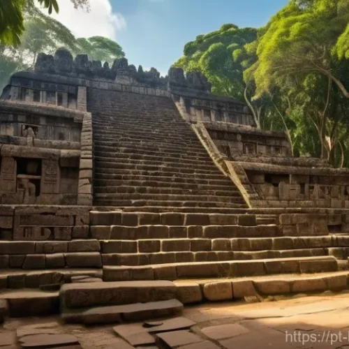 온두라스의 역사적인 건축물 - **Ancient Majesty of Copán:** A wide-angle, highly detailed, realistic photograph capturing the gran...