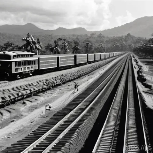 온두라스 내전 및 정치적 분쟁 역사 - **"Bitter Roots of the Forbidden Fruit: The Banana Republic Era"**: A panoramic, sepia-toned image c...