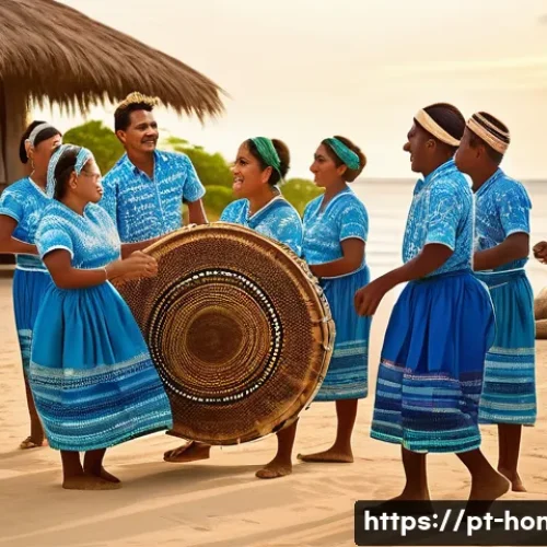 온두라스 전통 춤 푼타 - **Prompt: Traditional Garífuna Punta Dance Celebration**
    A vibrant, photorealistic image capturi...