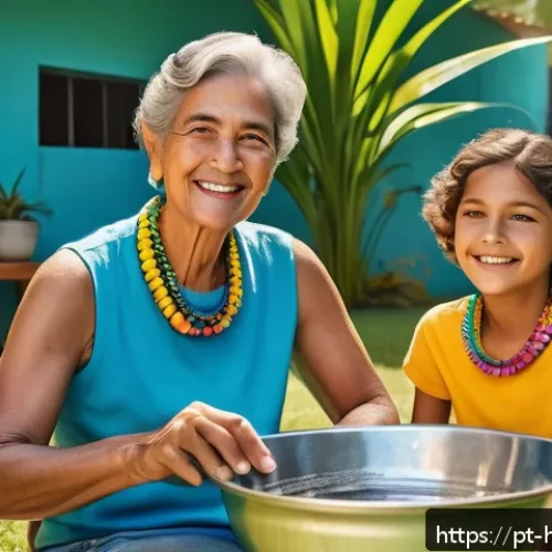 온두라스에서 애완동물 기르기 - A happy Honduran family in a shaded backyard with a small, energetic dog wearing a colorful collar, ...
